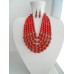 Necklace Namysto and earrings of real corals 5 threads